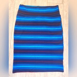 LuLaRoe Blue/Red Stripped Cassie Skirt Size Medium